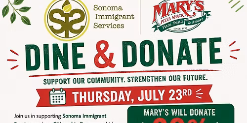 Dine & Donate Fundraiser to Support Sonoma Immigrant Srvs