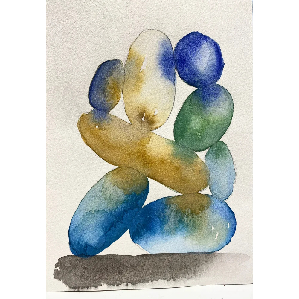 Blooming Stones: Abstract Watercolor